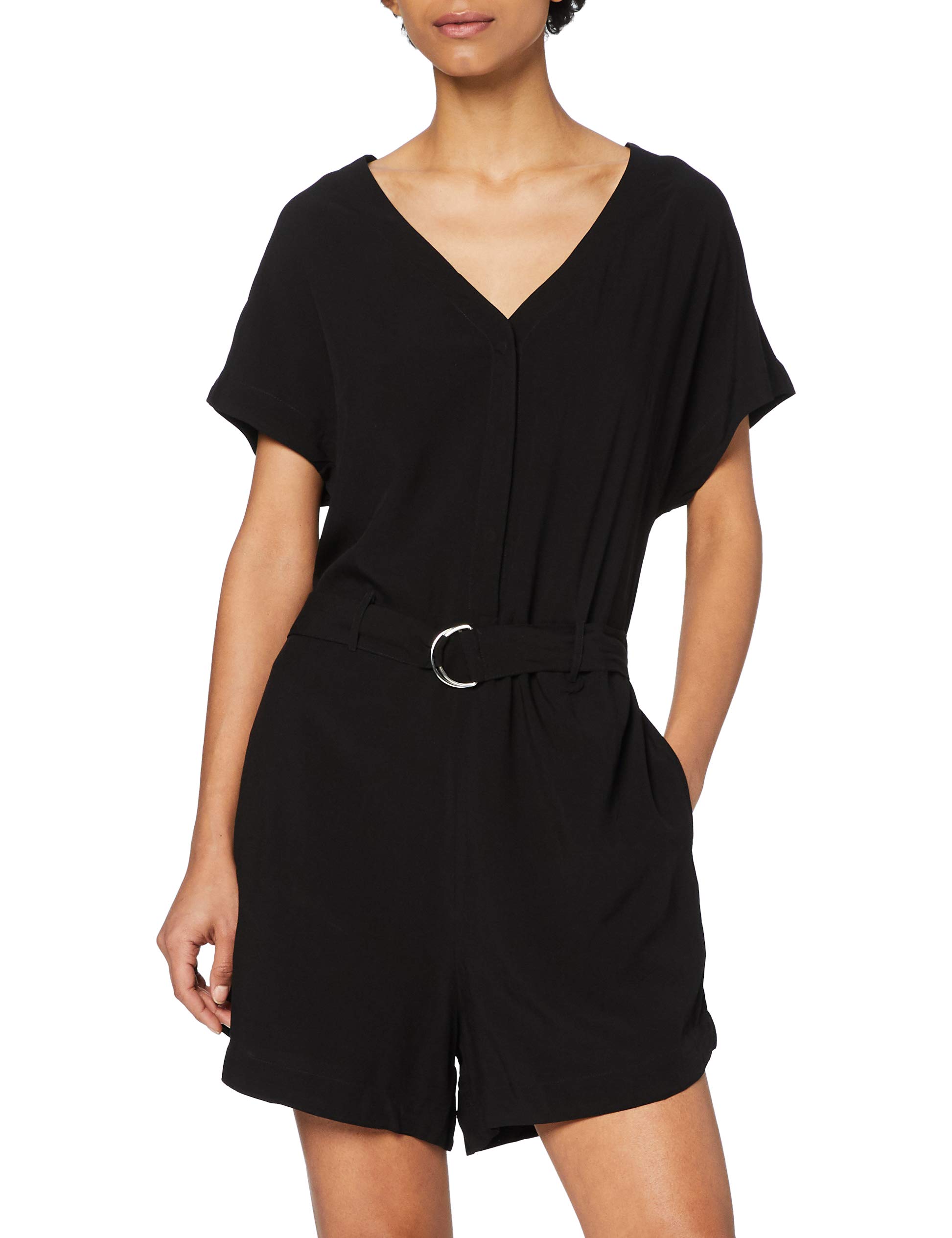 Urban Classics Jumpsuit para mujer, pantalones cortos y mangas cortas, mono de viscosa con cinturón integrado, varias variaciones de colores y tallas XS - XL
