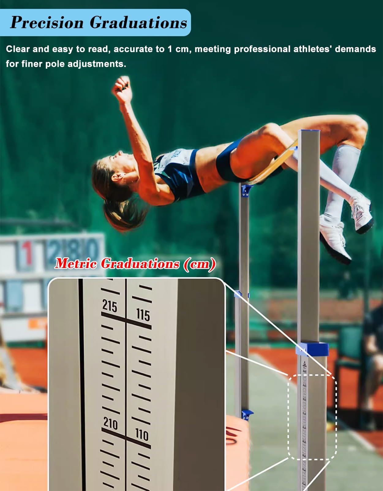 Estándares de salto alto de pista y campo para competición, probador de altura de soportes de salto alto de aluminio con múltiples soportes, equipo de entrenamiento de escuela secundaria