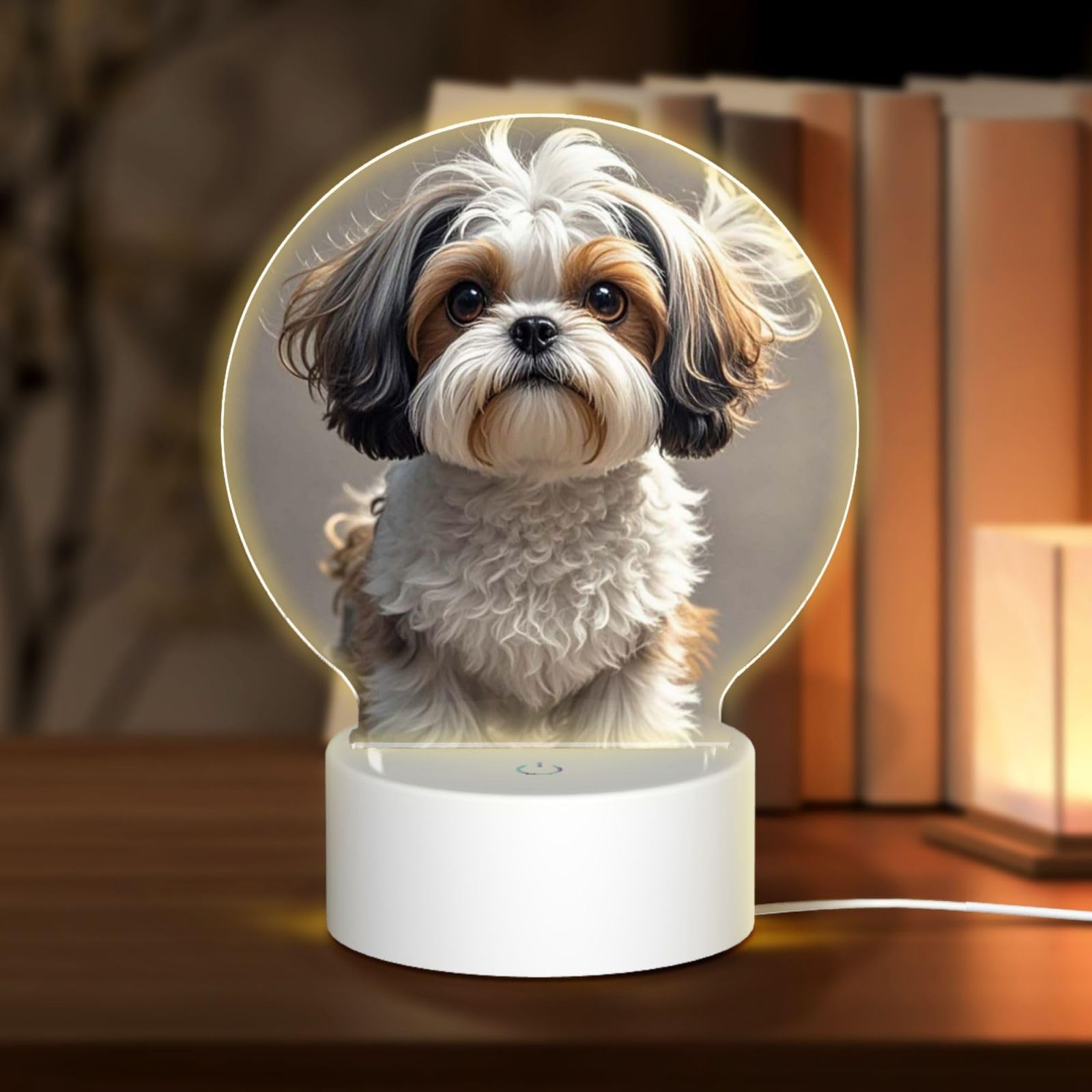 FJRFGbkJKN 3D Night LED Light Lamp Bases Shih Tzu Dog Night Light Acrylic LED Night Lights Acrylic Table Lamp Led Note Board USB Decorative Lamp Base