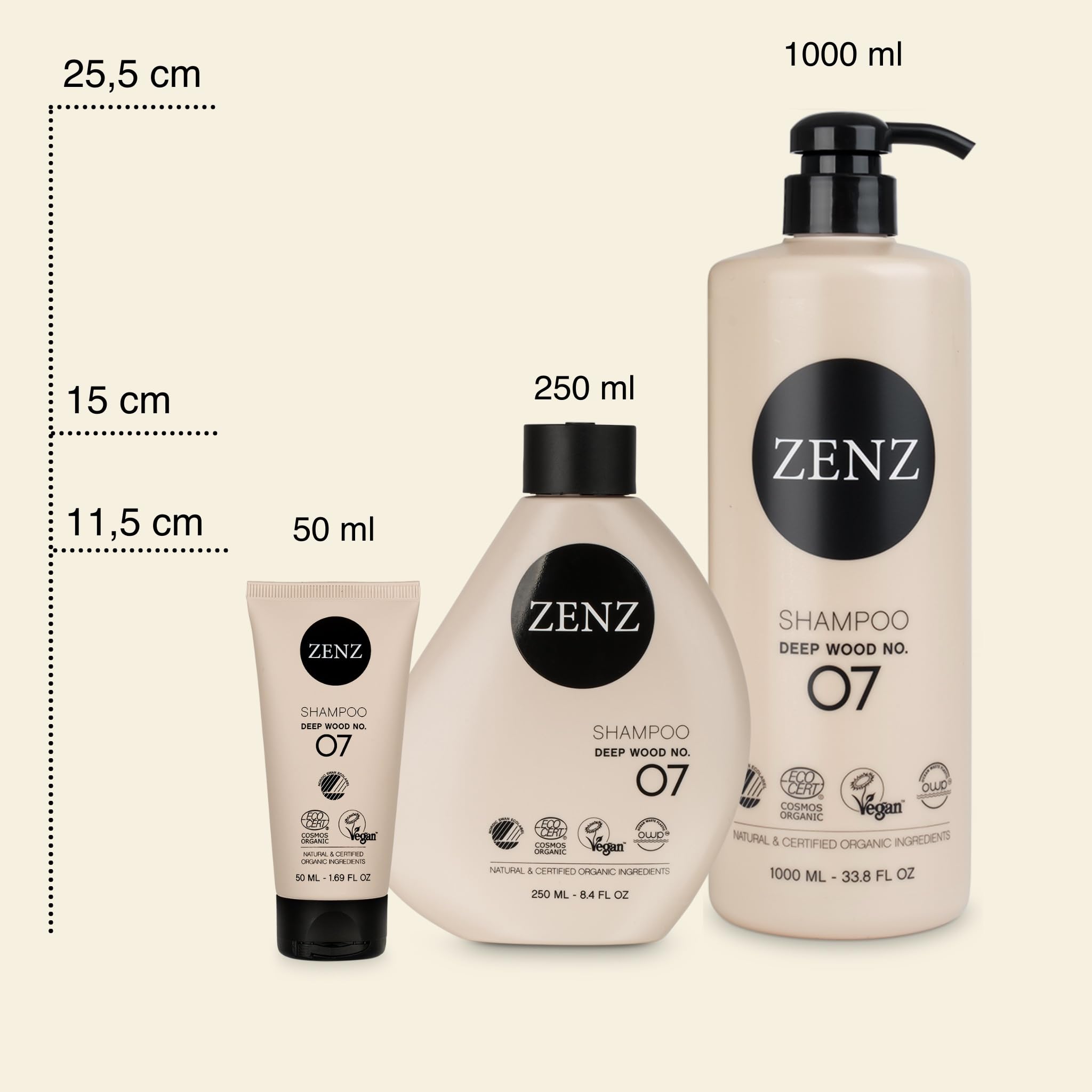 ZENZ Szampon | Deep Wood nr 07 | 250 ml | zapach drzewa sandałowego, paczula i mirry | nie zawiera silikonu | szczególnie nadaje się do kręconych i suchych włosów | do wszystkich rodzajów włosów