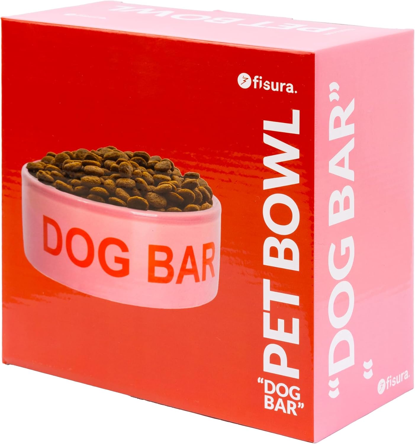 Fisura – Original Dog Feeder Dog Bar. Pink Ceramic Feeder. 750 ml Feeder for Medium and Large Dogs. Dog Bowl. Dog Dish. 16 cm x 16 cm x 6 cm