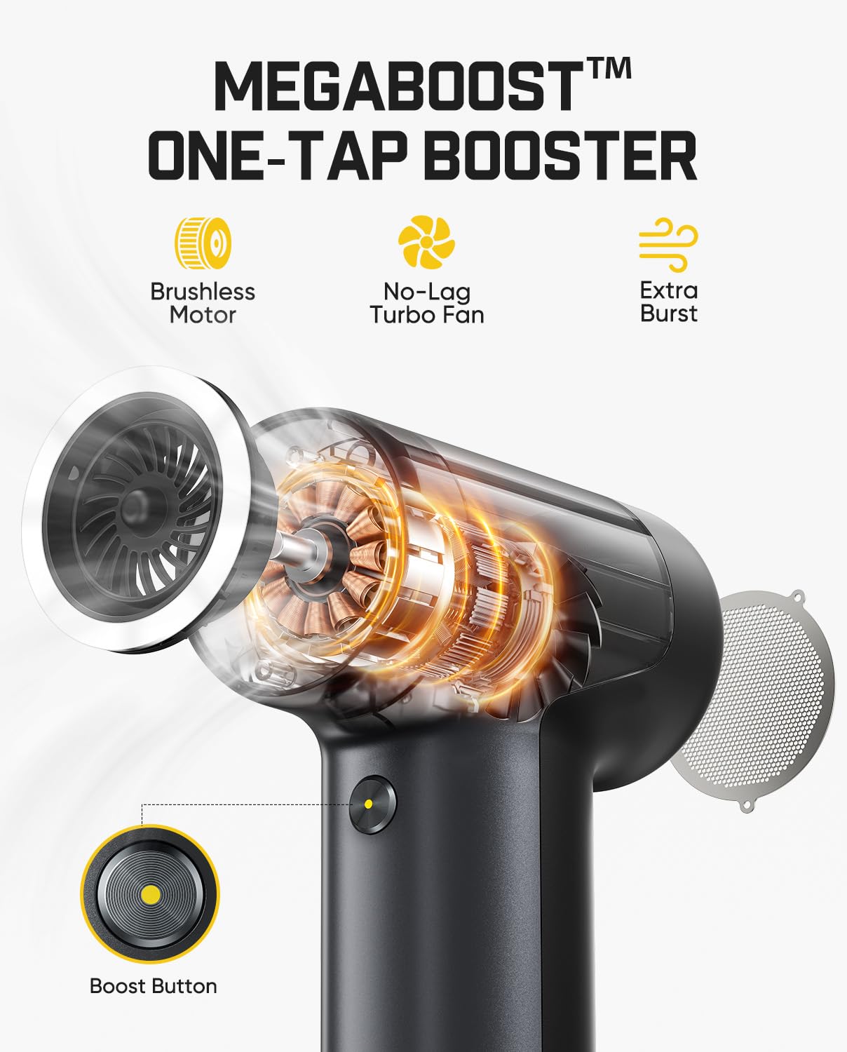 Fanttik B10 Pro Elektrische Staubgebläse, 110.000 U/min bürstenloser Motor, 3-Gang einstellbar, Air Duster für PC, Elektronik