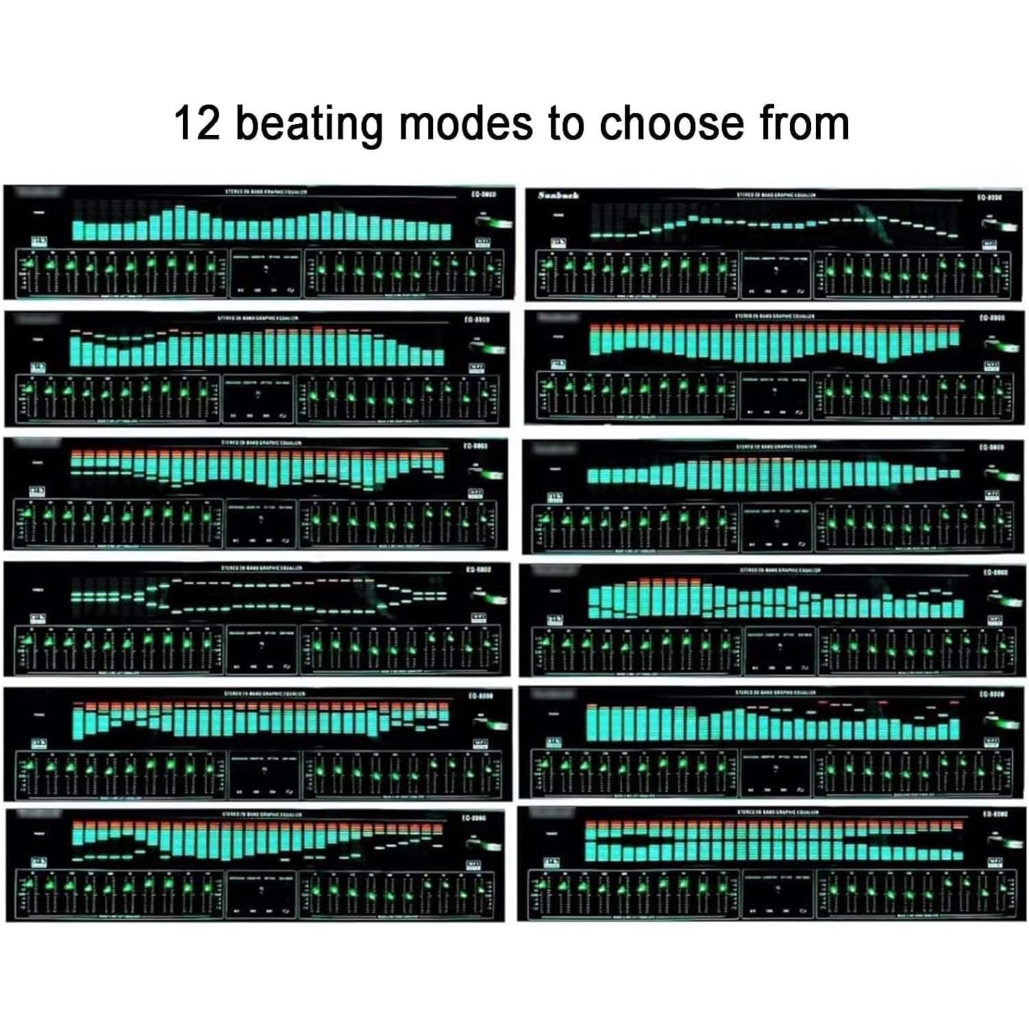 Professioneller EQ Grafic Equalizer, 31-Band Digital Equalizer, Stereo Graphic EQ, Musikspektrumanalysator mit Rauschreduktion, 12 Rhythmusmuster für das Aufnahmestudio