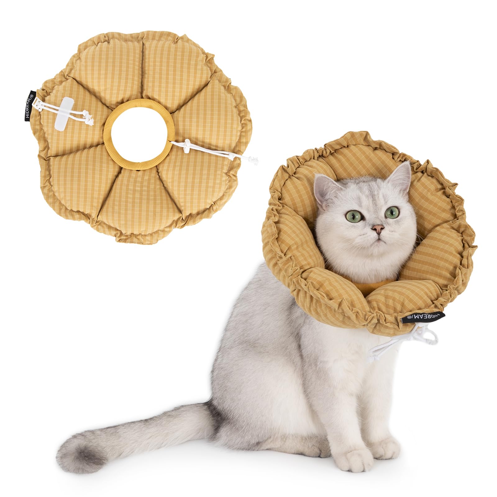 Photo 1 of H HIDREAM Soft Cat Cone Collar? Cute Adjustable Cat Recovery Collar?Elizabethan e Collar that can Protect Head and Foot Wounds?Daisy Yellow All-Season Style