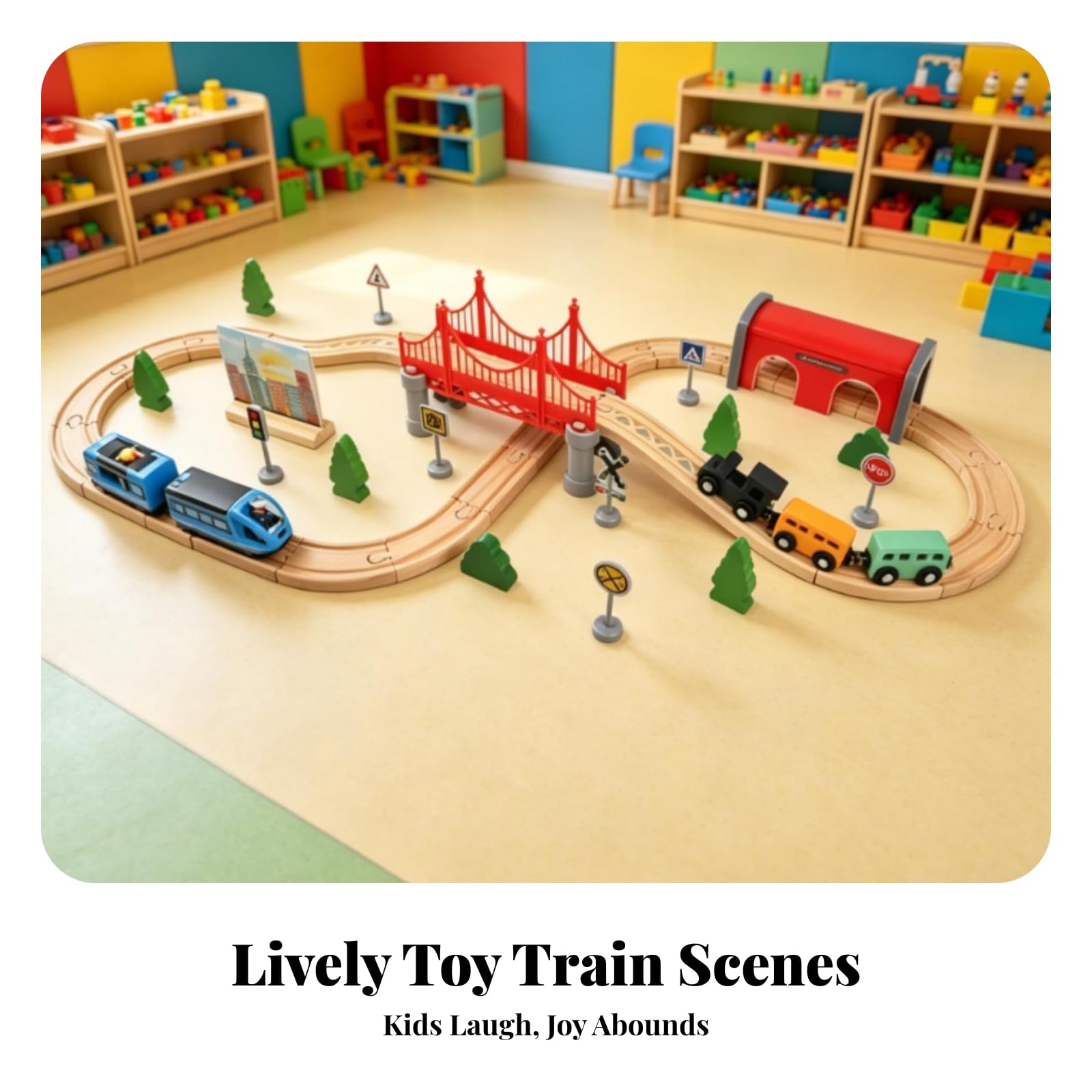 Pista Tren Madera Accesorios Incluidos Vías Encajables Madera Pasaje Subterráneo Rojo Accesorio vía Tren