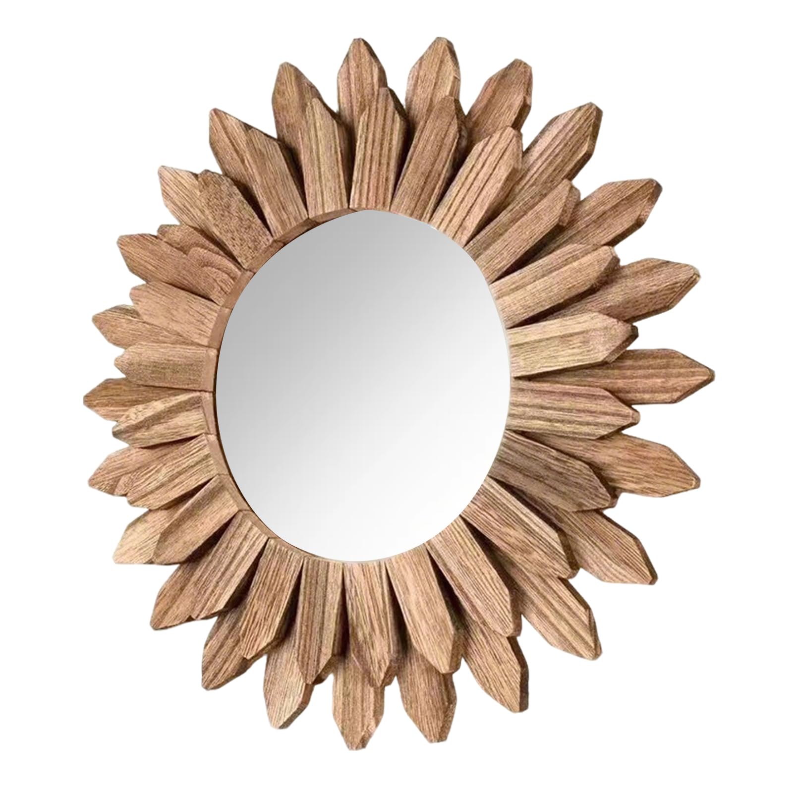 Espejo de pared pequeño redondo Ø50 cm con marco de madera flotante, espejo con marco de madera rústico en marrón natural para estilo campestre/costero/bohemio, para baño, sala de estar