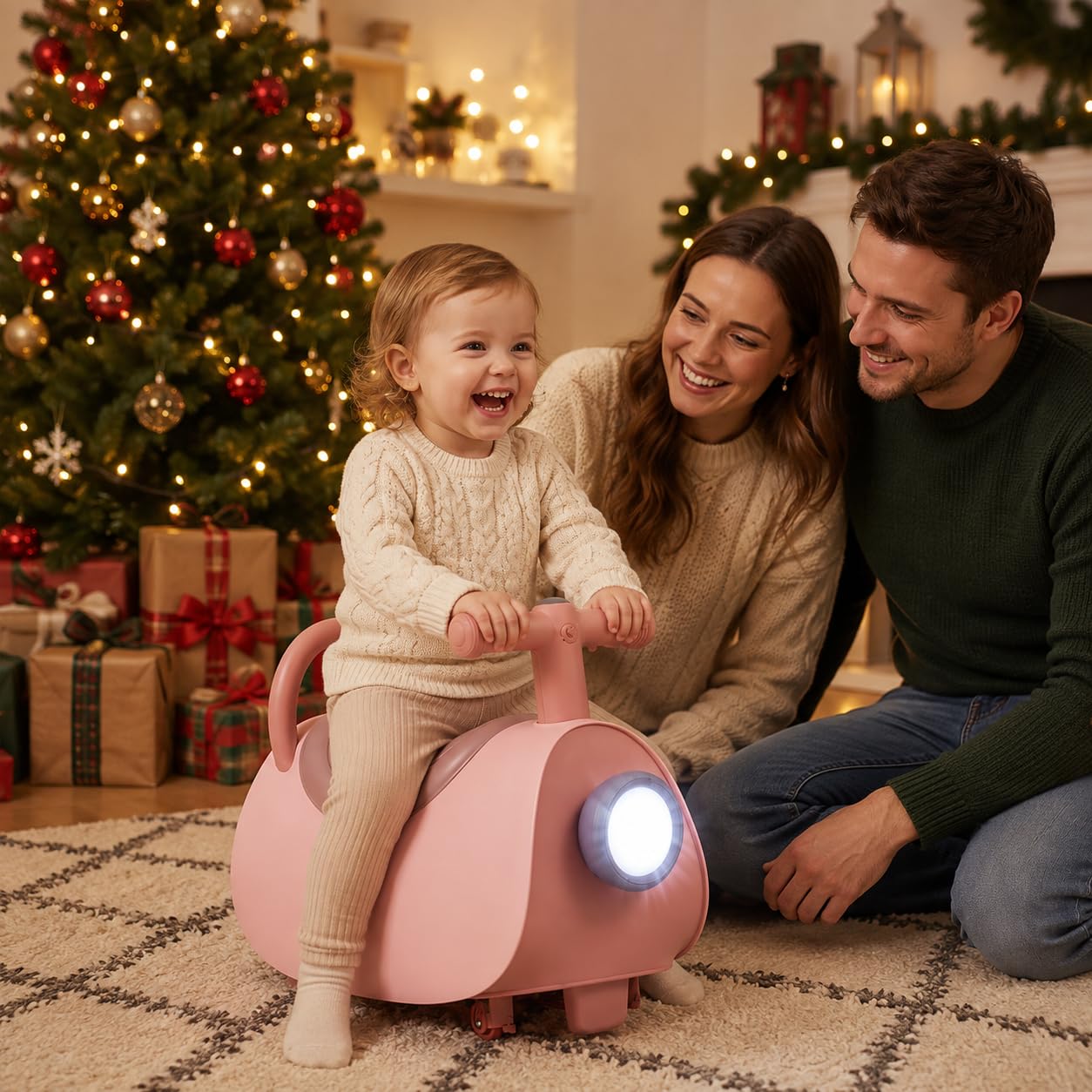 KOMFOTTEU Rutschauto 18–36 Monate mit Licht & Sound, bis 25 kg, Rosa