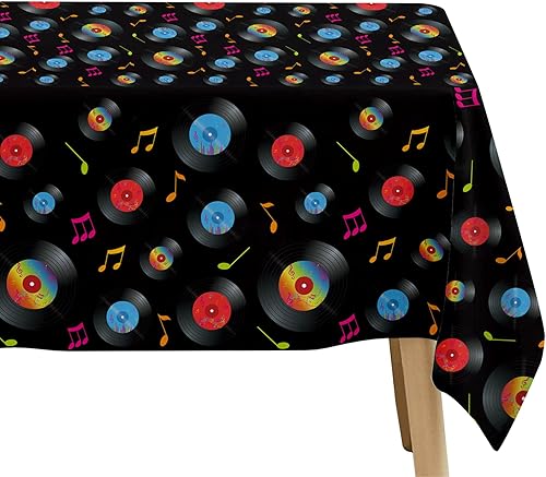 Miniatura 5 de Mantel para decoración de fiesta de discos, 3 piezas desechables con temática retro de los años 50, suministros de fiesta de música rock de los años
