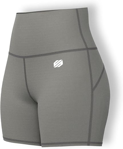 Sfytt Women's 6" High Waist Biker Shorts - Workout Yoga Running Gym Compression Spandex Booty Shorts - Polyester Exercise