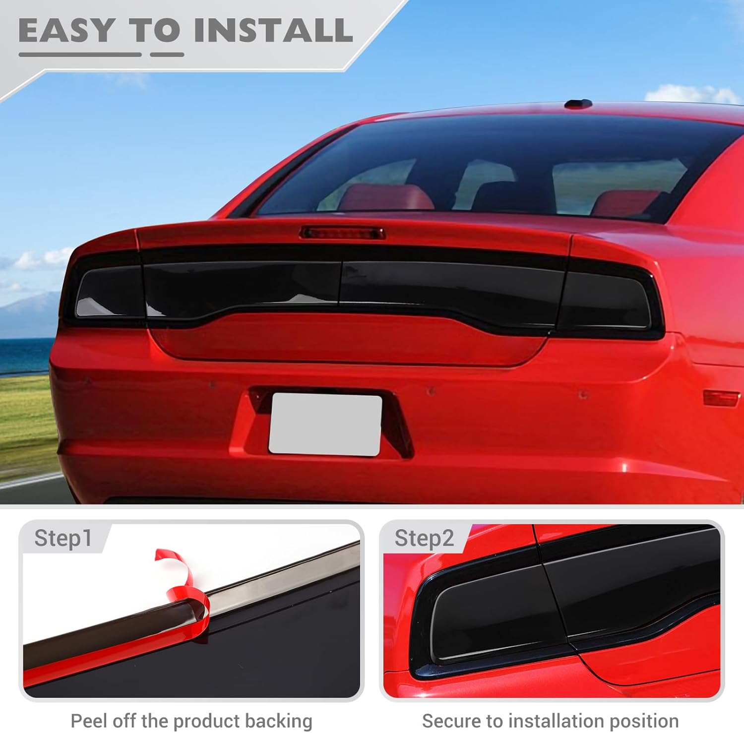 JeCar Tail Light Cover Smoked Tail Light Guard for 2011 2012 2013 2014 Dodge Charger Exterior Accessories