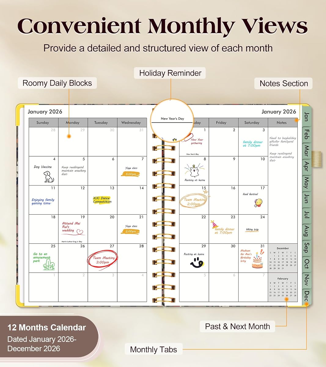 bloom daily planners 2026 Planner (January to December) - 8.5" x 11" Weekly & Monthly Dated Agenda Organizer view 2