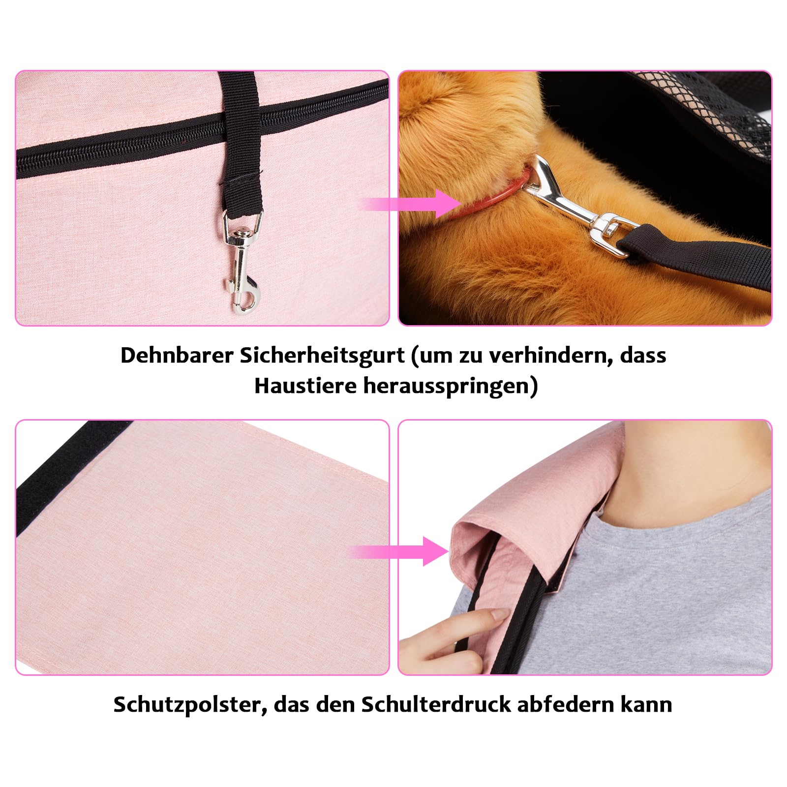 Ownpets Transportín para mascotas, se adapta a perros y gatos medianos de 6,5 a 9 kg, bolsa reversible y manos libres, con correa ajustable y almohadilla de hombro para viajes al aire libre,