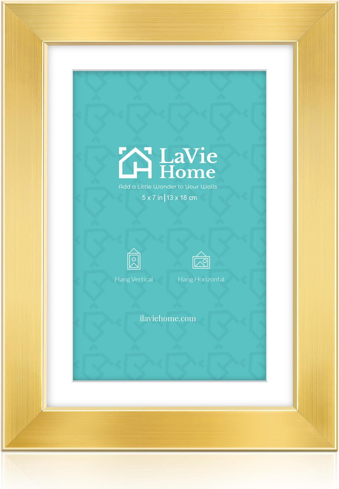 LaVie Home 5x7 Picture Frame Gold, Wall Decoration Frame with High Definition Plexiglass, Horizontal or Vertical Wood Gallery Picture Frames Suitable for Small Picture, 1pc
