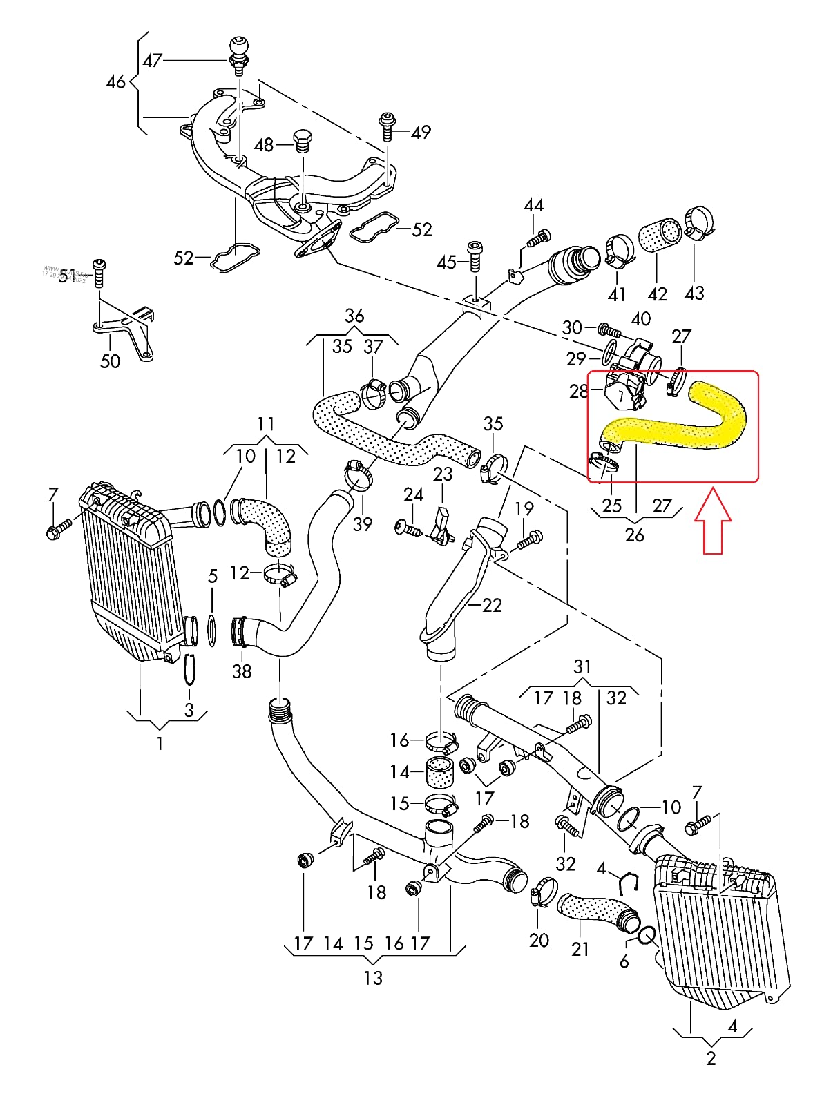 7P0145972A, 7P0145972D Turboschlauch Ladeluftschlauch Kompatibel mit Porsche Cayenne 3.0 D