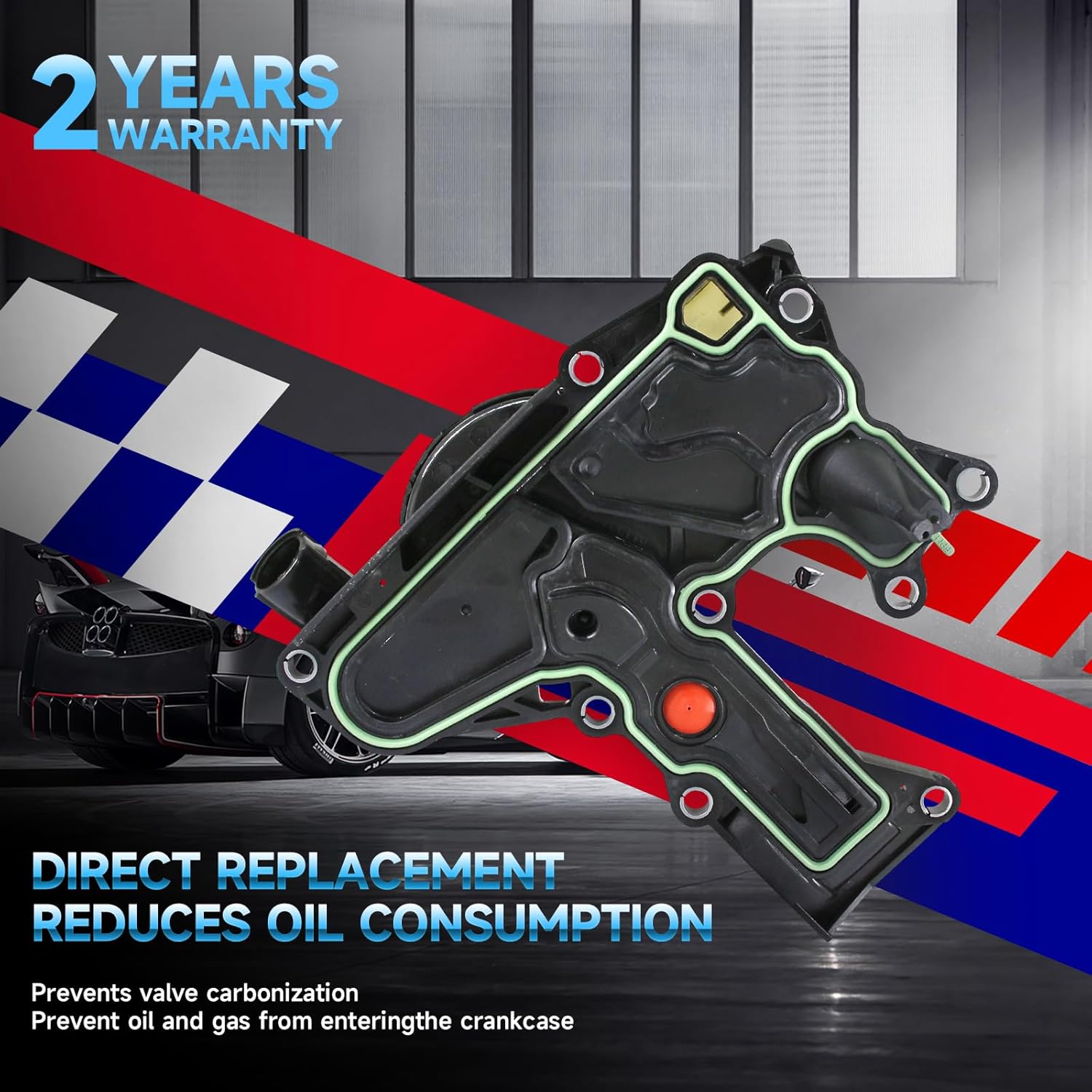 06H103495AJ PCV Valve Engine Crankcase Vent Valve Oil Separator for 2012-2018 Audi A3 A4 A5 A6 Q3 TT VW Golf Passat Tiguan Jetta Beetle GTI CC Eos 1.8T 2.0T Replaces#06H103495AE 06H103495