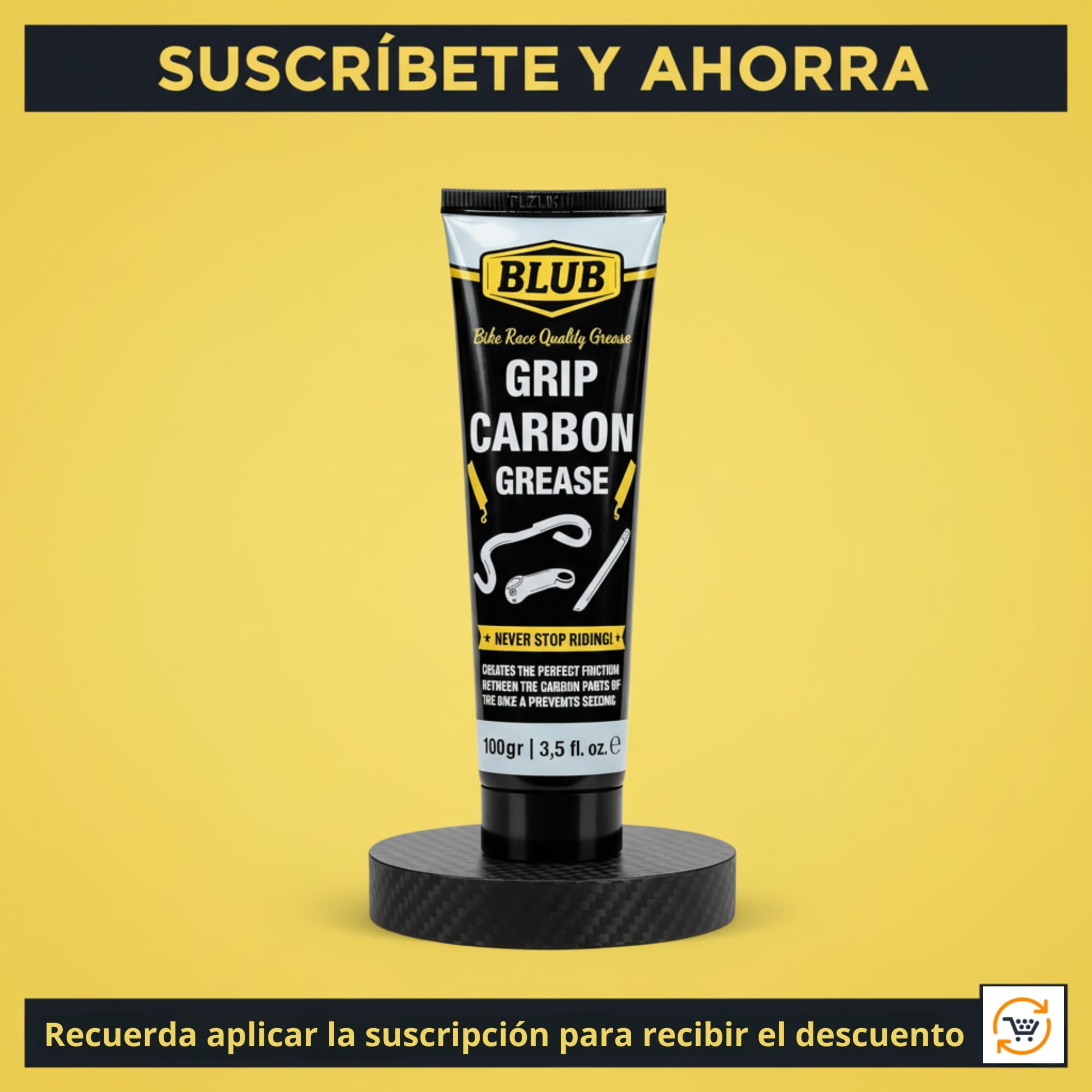 BLUB Grip Carbon Grease - Grasa carbono bicicleta para montaje de componentes | Grasa montaje bicicleta para piezas de carbono y aluminio | Reduce ruidos y evita corrosión