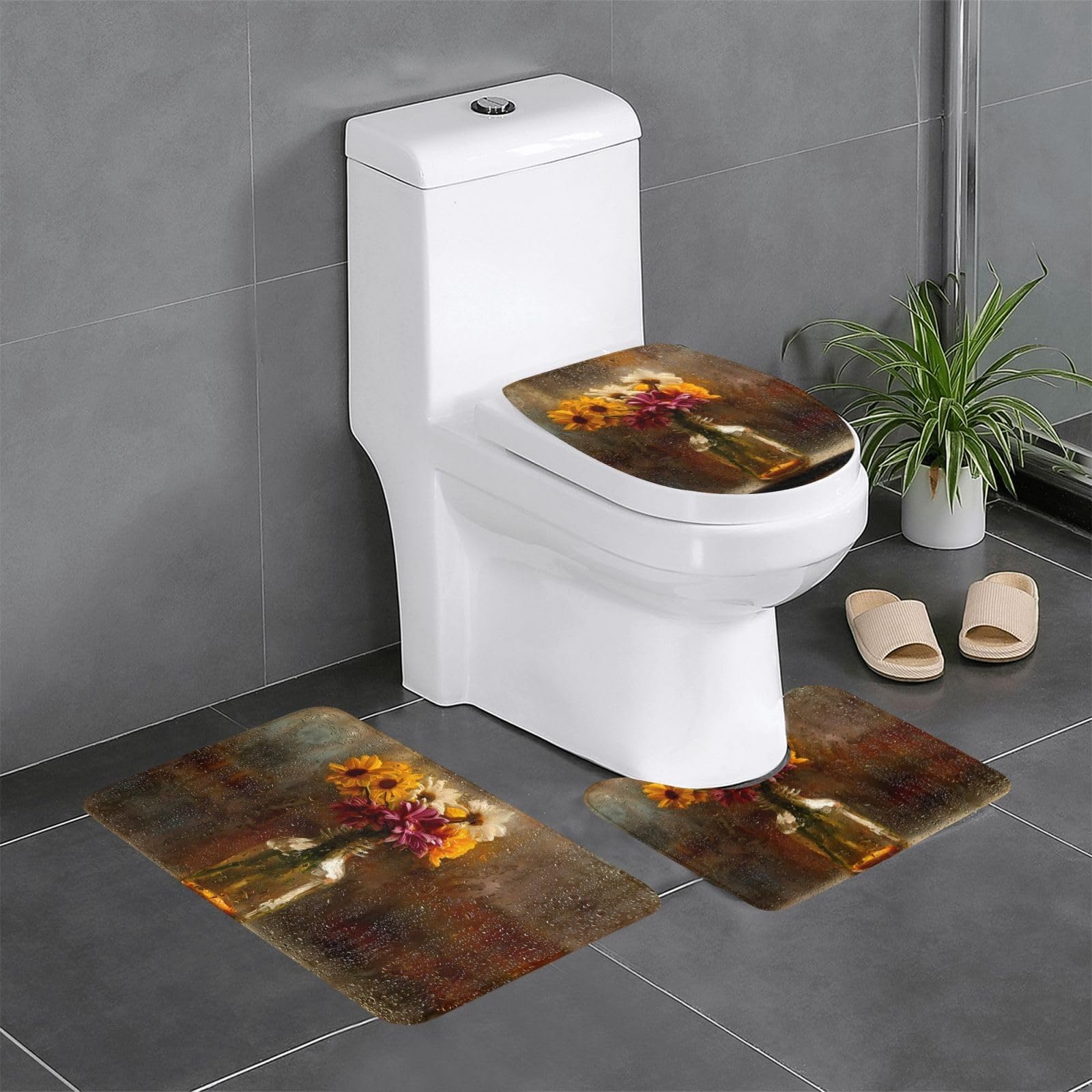 Tapis de salle de bain antidérapant lot de 3 sécurité et confort WC