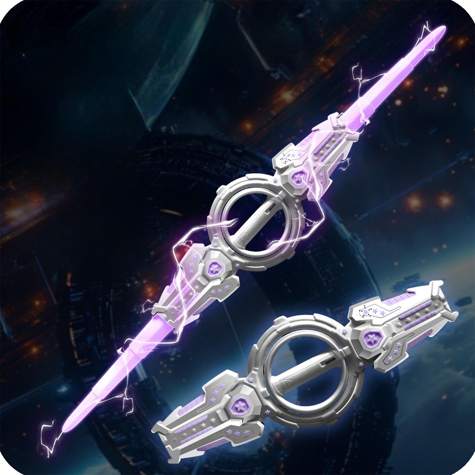GodbTG Light Up Fire Spin Sword – Double-Edged Rotating Lightsaber Toy with 7-Color Expandable Blades, FX Sound, Spark Effect & Retractable Dual Design, Cool Role-Play Cosplay Accessory (#3)