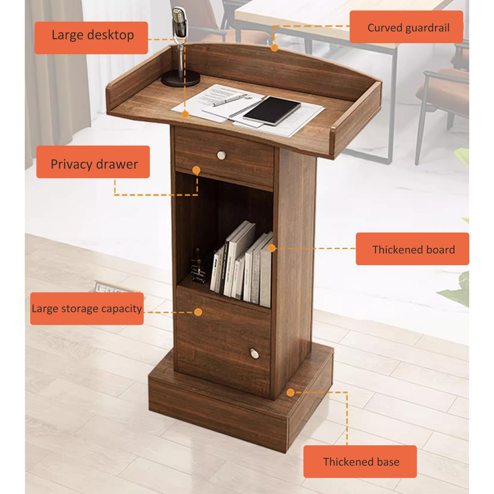 Adjuble Wooden Podium nd - Escritorio portátil para bodas, eventos y ceremonias - Plataforma de presentación Sp - Mesa de bienvenida ideal para invitados