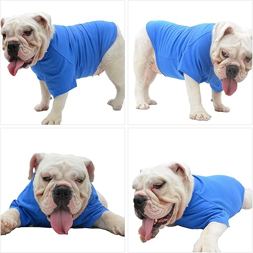 Miniatura 4 de Lovelonglong Ropa de bulldog para perro, camiseta en blanco para Bulldog francés, Bulldog inglés, American Pit Bull Pugs, 100% algodón, cuidado de