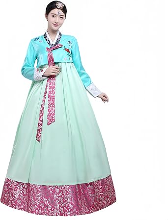 Hanbok Korean Womens Traditional Long Sleeve Classic Dress Womens Court Korean Wedding Dance