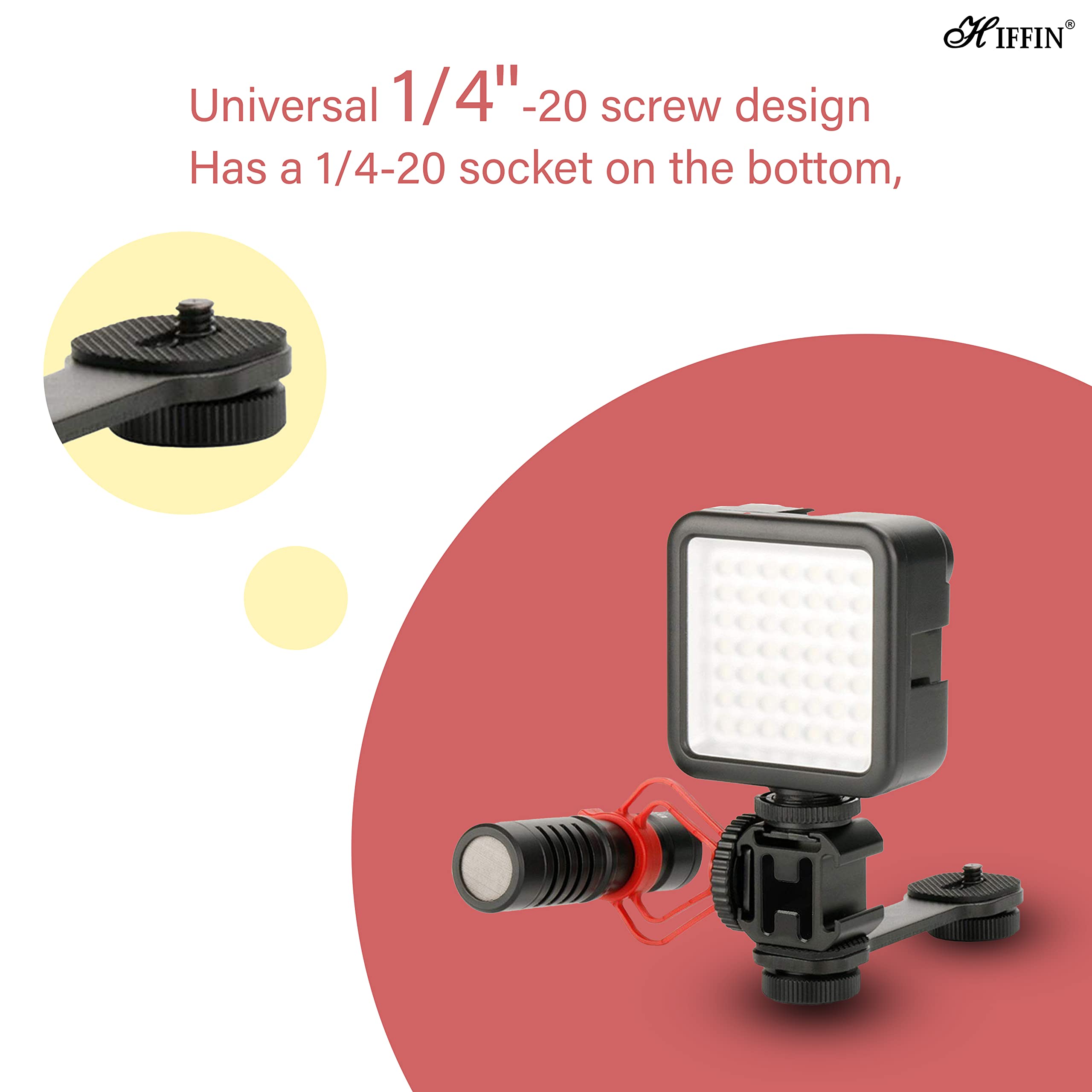 2X Triple Cold Shoe Mount Universal Extension Bracket Holder Adapter For Led Video Light Dslr Phone Gimbal Stabilizer - View #12