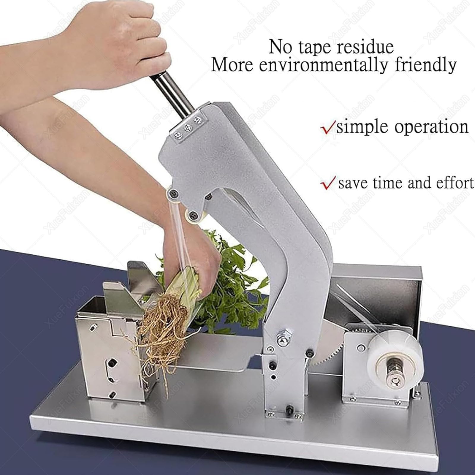 Máquina de atado de hierbas y productos - Agrupador semiautomático para mercados frescos y tiendas orgánicas para crear racimos consistentes de hierbas aromáticas y cebolletas