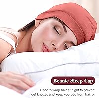 Vista 5 de 4 Pieces Satin Lined Beanie Cap Satin Sleep Lined Hat Slouchy Beanie Hat Night Silk Hair Cap for Women Men