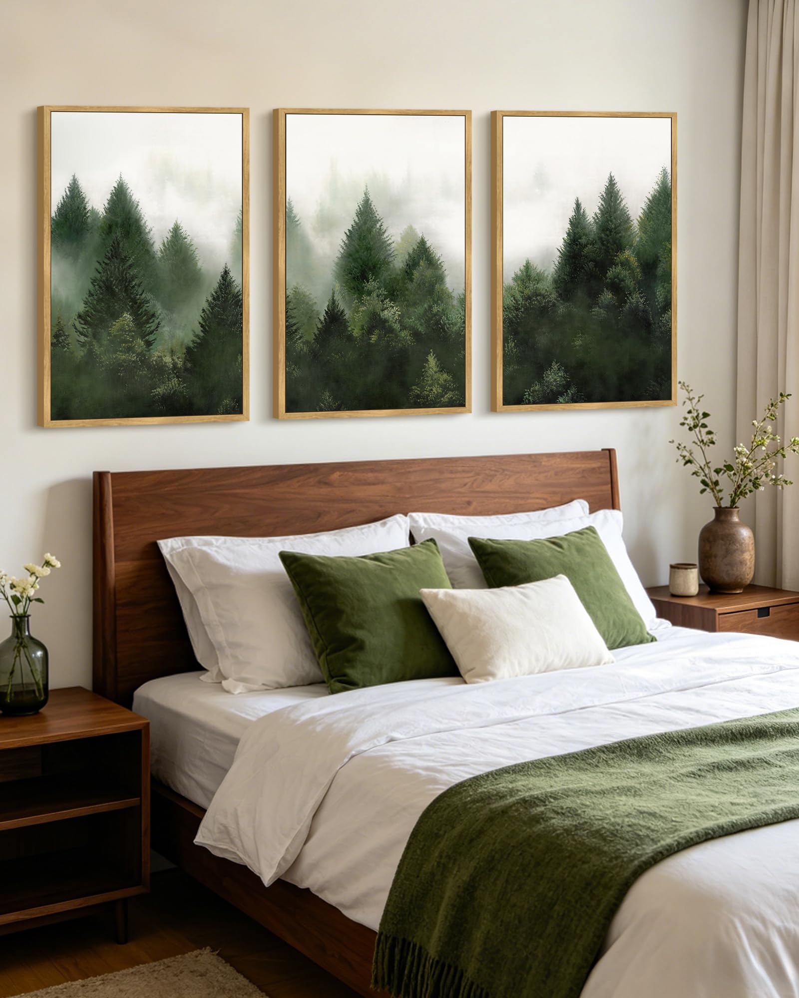 KUVIOKE Green Fog Pine Framed Art