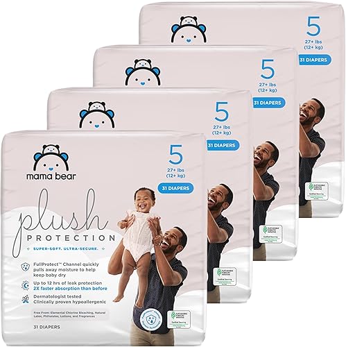 Miniatura 8 de Marca Yaxa - Mama Bear Pañales de Protección Suave - Talla 5, 31 Unidades, Pañales Desechables Premium Hipoalergénicos para Bebé, Blanco y Cloud