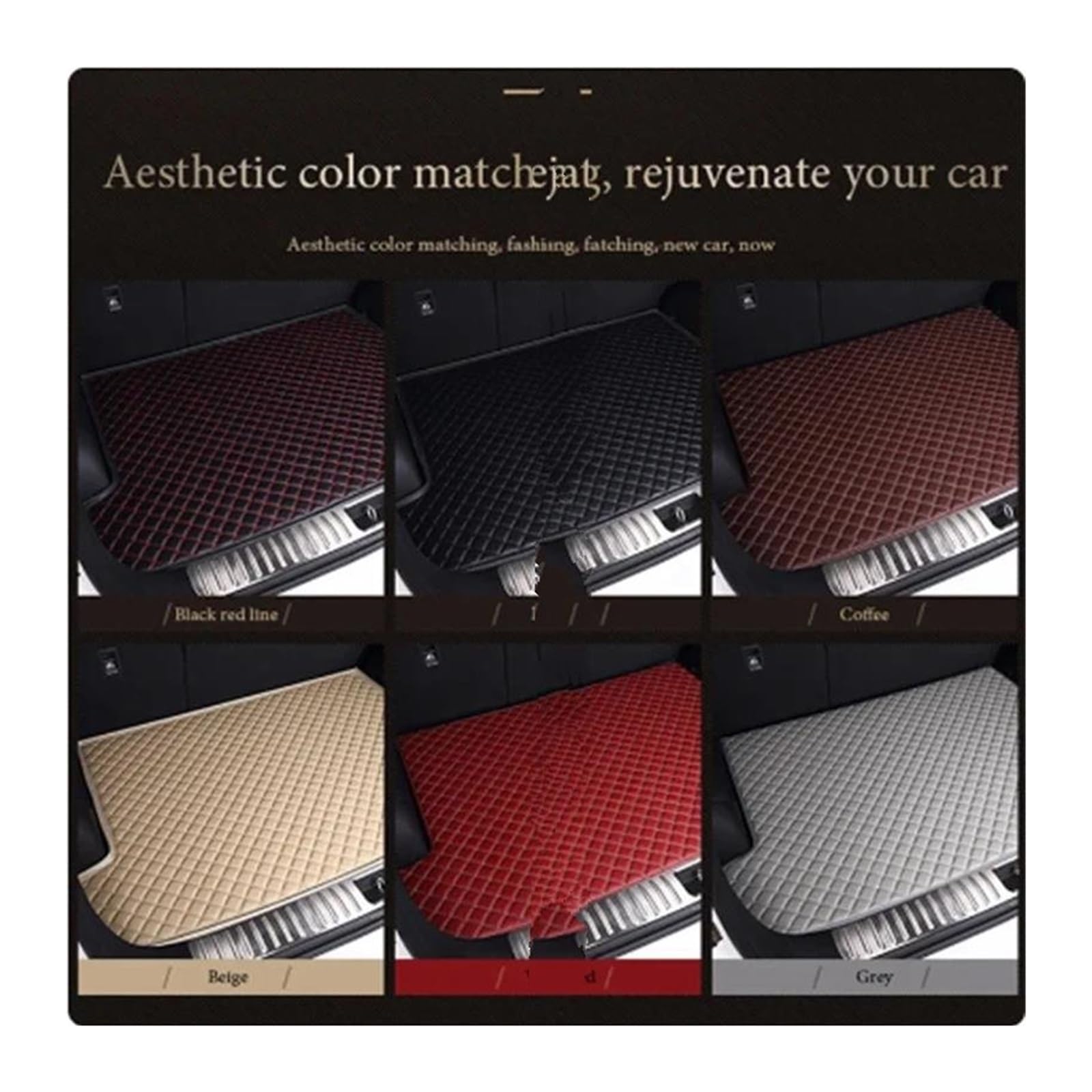 Tapis Coffre Voiture Tapis De Coffre Arrière en Cuir Synthétique pour A3 A3L 2021-2023 Protection(Noir Rouge)