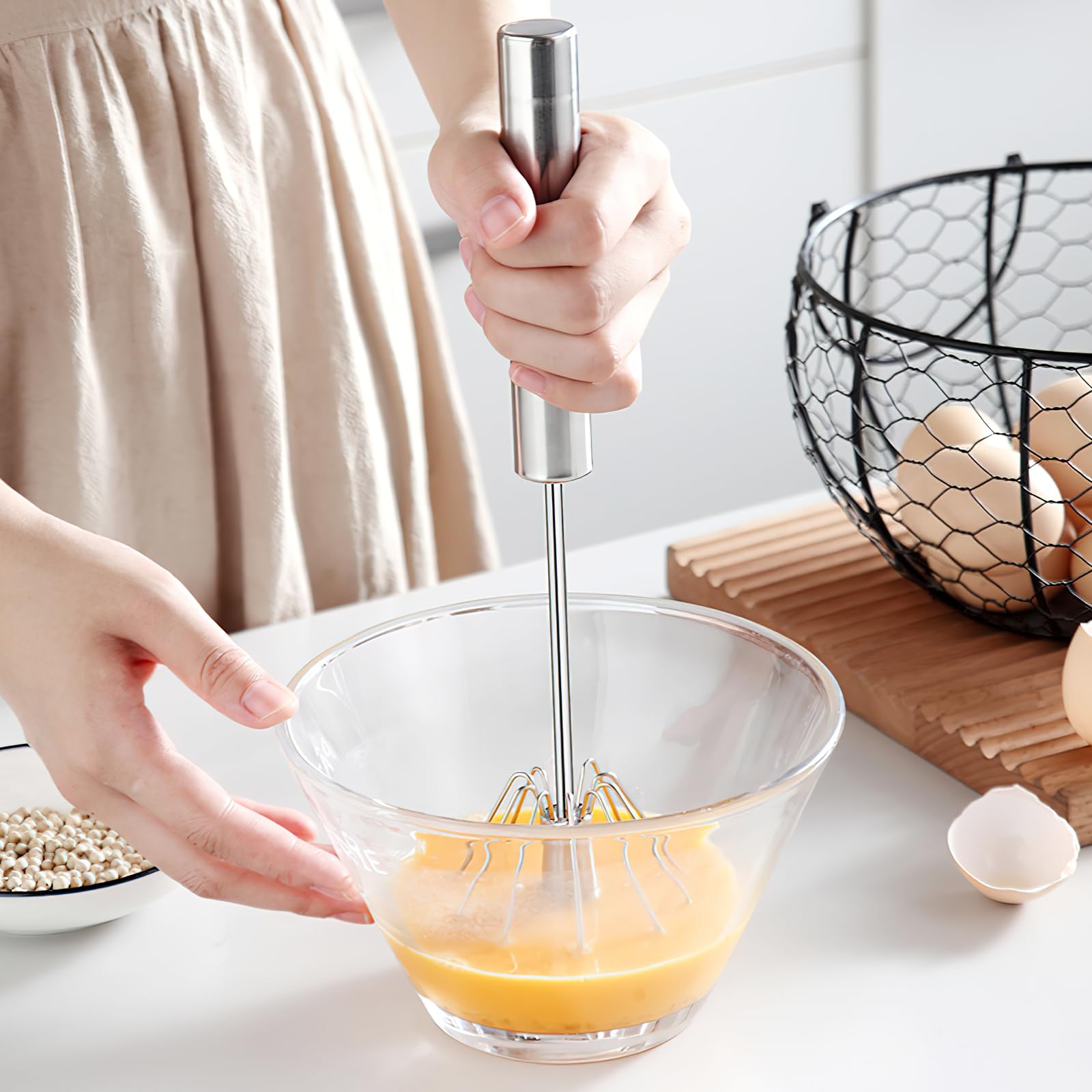 Lot De 2 Fouets Semi-Auto Inox 28cm - Pour Pâtisserie, Mixage, Mousse