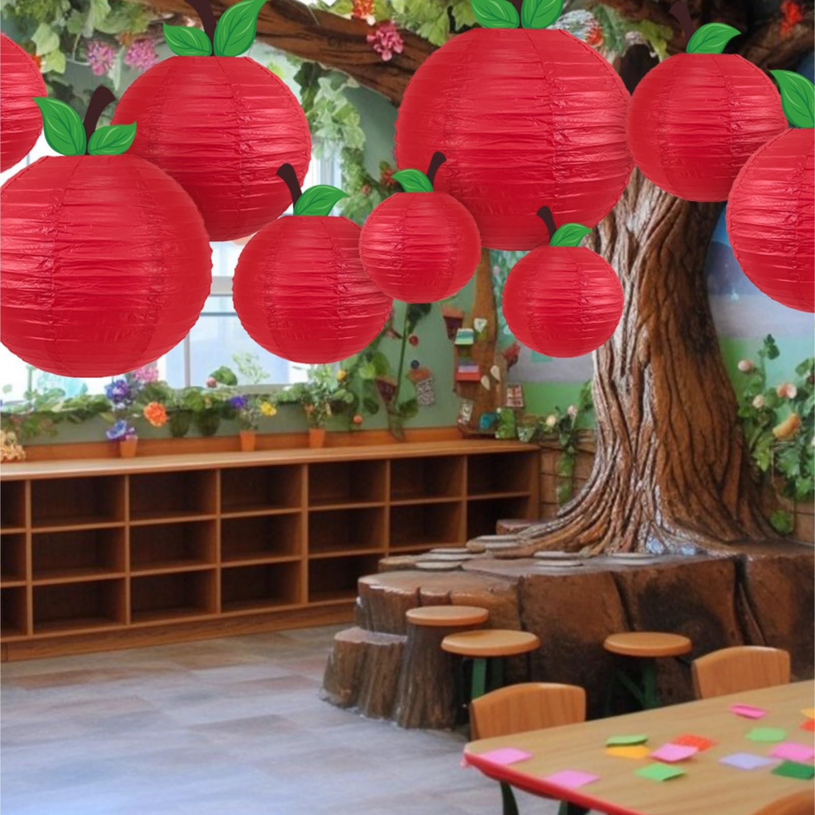 Wiosenna Latarnia Festiwalowa, 12-częściowy Zestaw Papierowych Lampionów Owocowych Na Pierwszy Dzień Szkoły Z Motywem Owoców Przyjęcie(20cm)