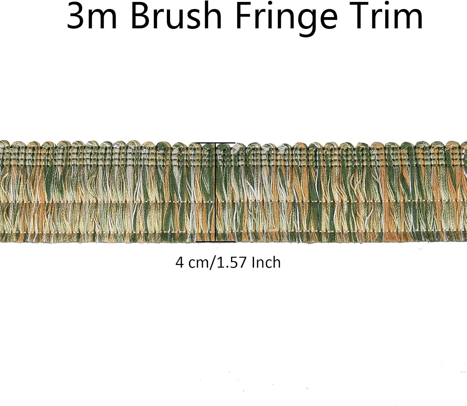 3M x 1.57 Inch Brush Fringe Trim Tassel Sewing Trimmings Brush Fringe Basic Trim for Pillow Trimming Piping Cushion Trim Curtains Home Decoration (Green)