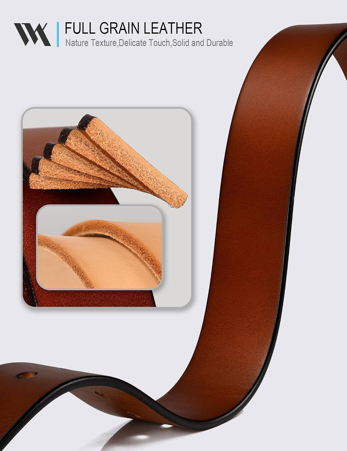 WOLFANT 1.5" Top Full Grain Leather Belt for Men,100% Italian Solid Leather image 2