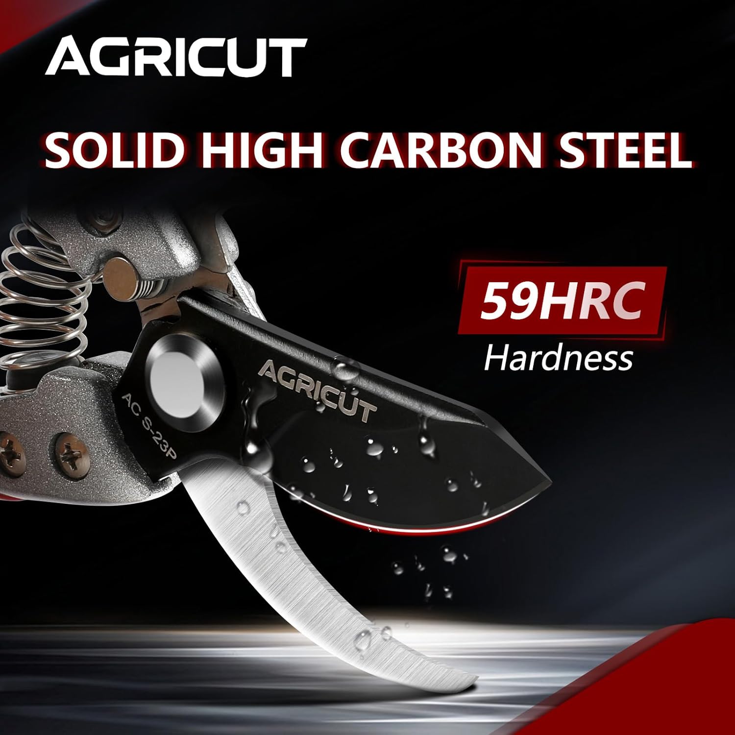 AGRICUT Pruning Shears, 7/8-Inch Cut Capacity Hand Clippers, Bypass Pruners, Gardening Scissors with Sharp Steel Blade (Aluminum Handle, High Carbon Steel)
