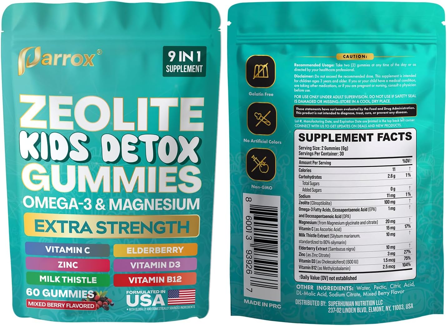 Zeolite Kids Gummies, 9-in-1 with Zeolite, Omega-3, Magnesium, Elderberry, Vitamin C, Milk Thistle, Vitamin D3, Zinc, B12 – Sugar-Free (60 Gummies – Mixed Berry Flavor) - Image 9