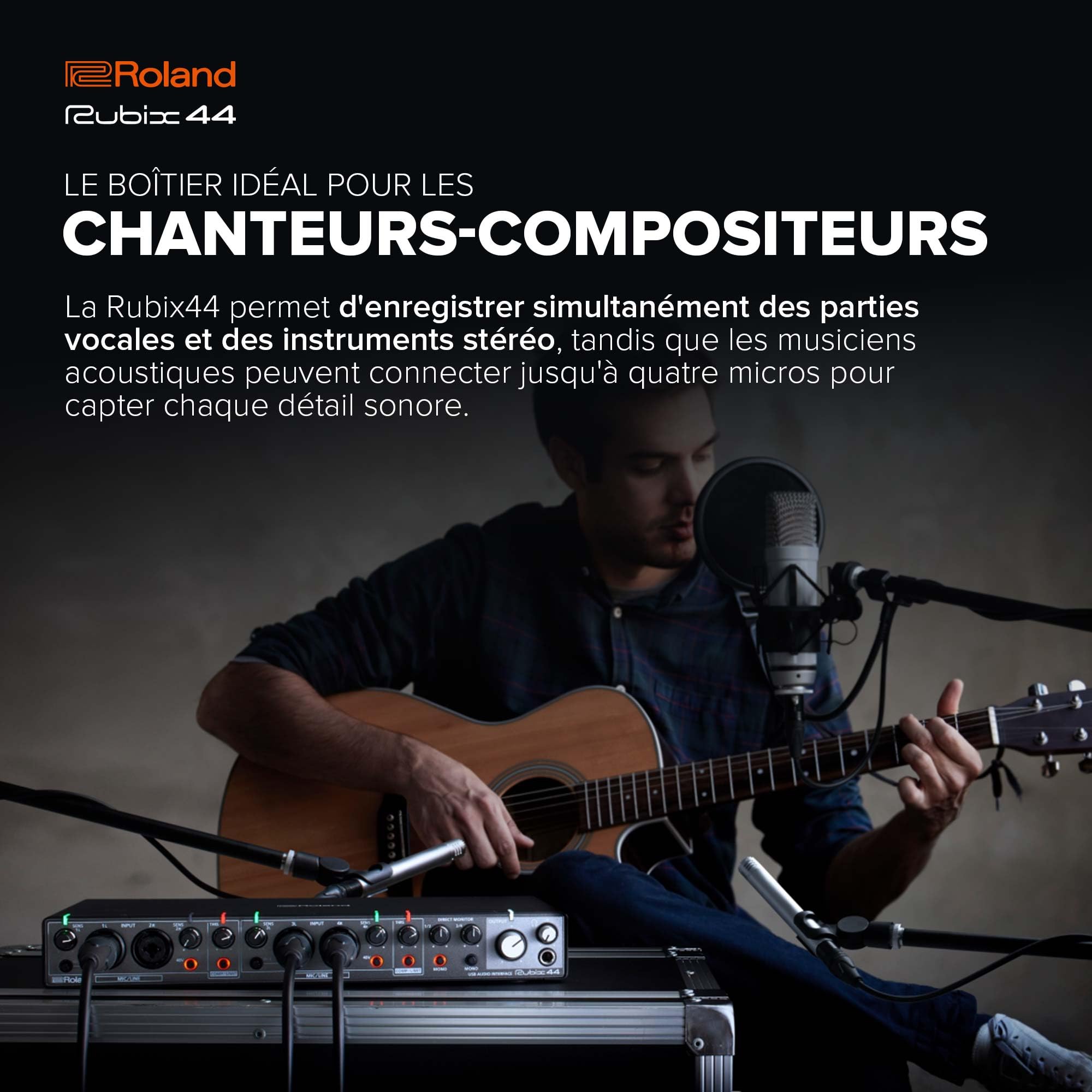 Interface audio USB Roland Rubix44 4 In-4 Out | Son haute résolution | Enregistrement de micros, guitares, claviers et autres | Compacte & robuste | Compatible Mac, PC & iPad