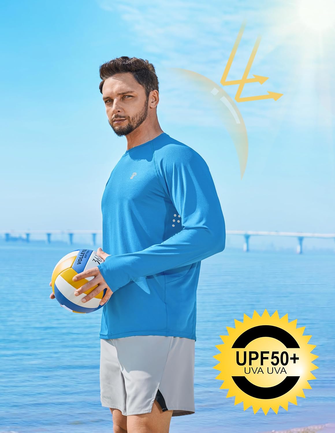 Men's Long Sleeve Sun Protection Swim Shirts UPF 50+ Rash Guard Quick Dry Lightweight Fishing Shirts for Beach Summer - Image 4