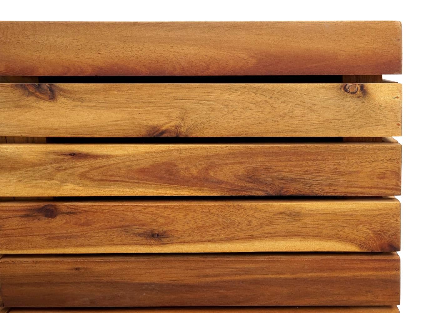 Mendler Jardinera HWC-L25, macetero cuadrado, 60 x 33 x 33 cm, acero al aire libre, madera de acacia, certificado FSC, marrón