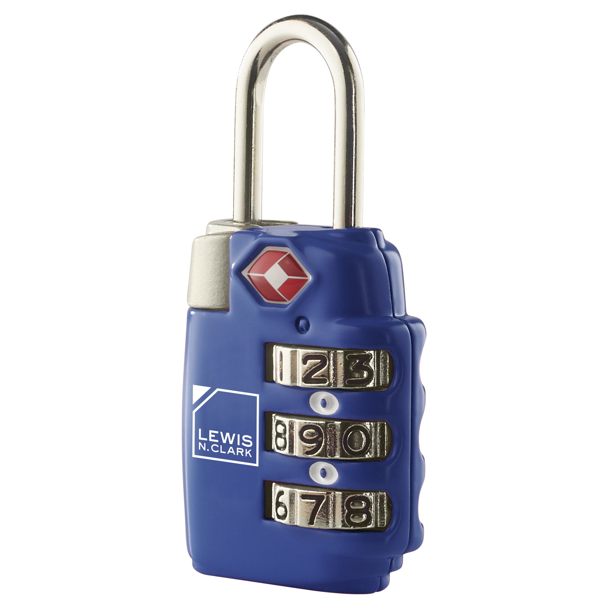 Lewis N. Clark Travel Sentry TSA-Approved Luggage Lock, Large 3 Dial Combination with Easy Read Dials - Blue