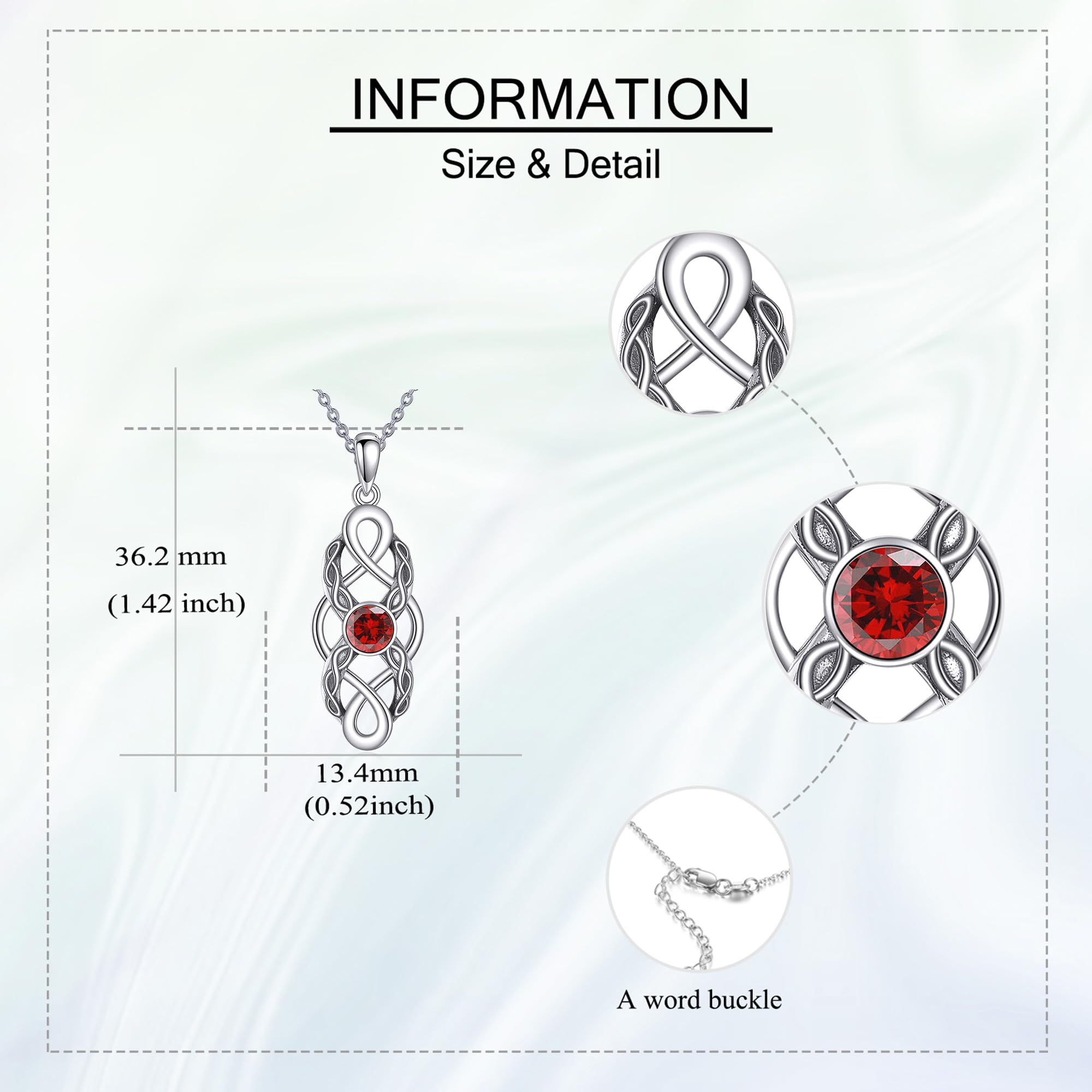 Keltischer Knoten Geburtsstein Halskette Sterling Silber Irische Keltische Anhänger Halskette Glücksschmuck für Frauen