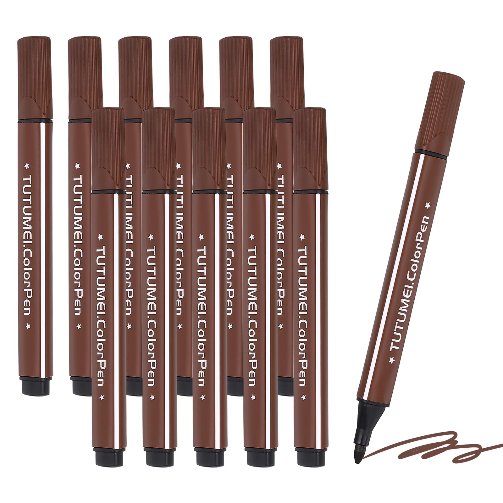 PATIKIL Rotuladores De Colorear, Pack De 12 Marrón Oscuro Rotuladores Triangulares Lavables Para Dibujar Y Garabatear Fáciles De Limpiar Bolígrafos De Color Brillante Al Por Mayor