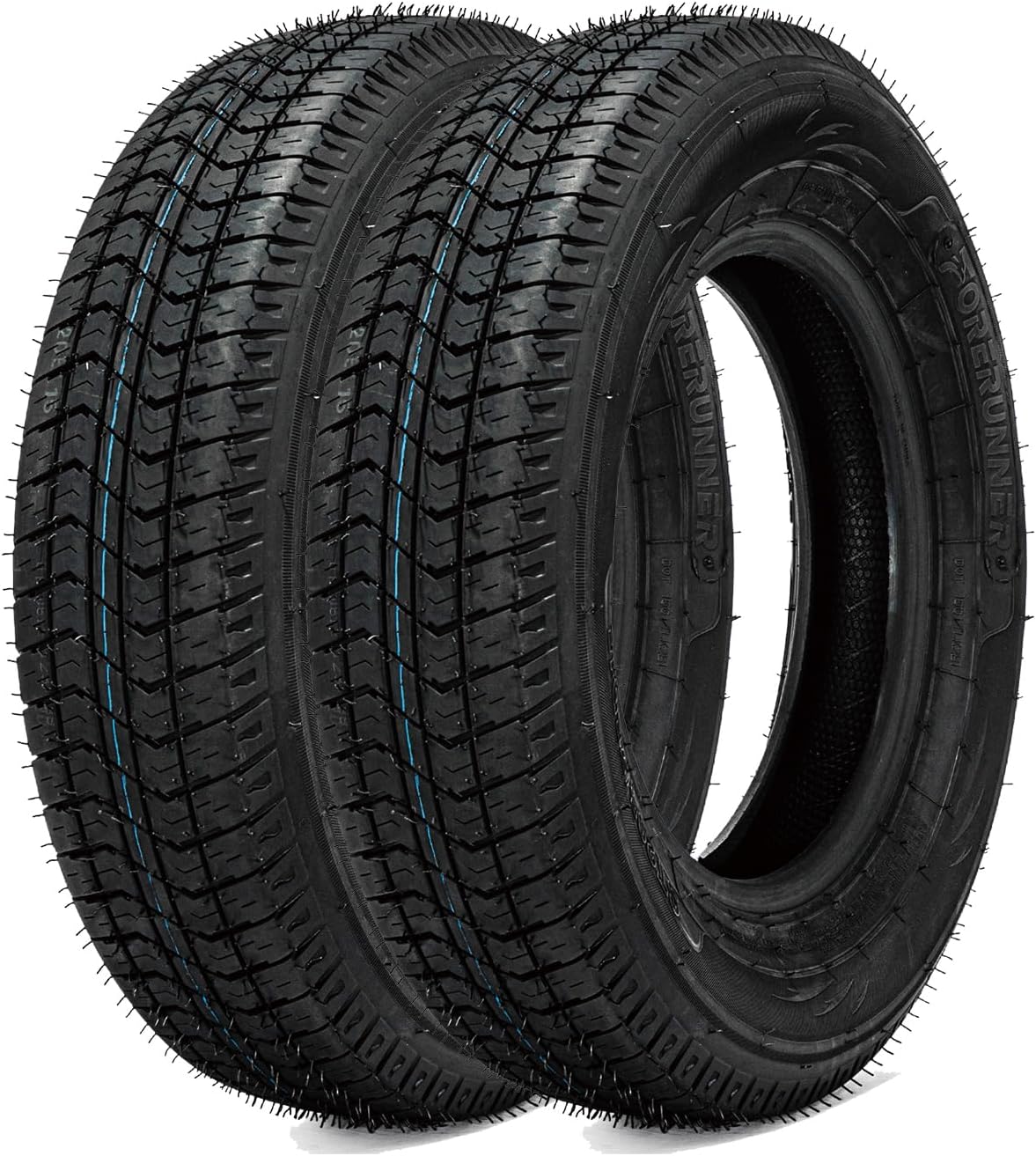 Set of 2 FORERUNNER Premium Trailer Tires ST205/75D15 Deep Tread Load Range C 6PR BSW Black Side Wall