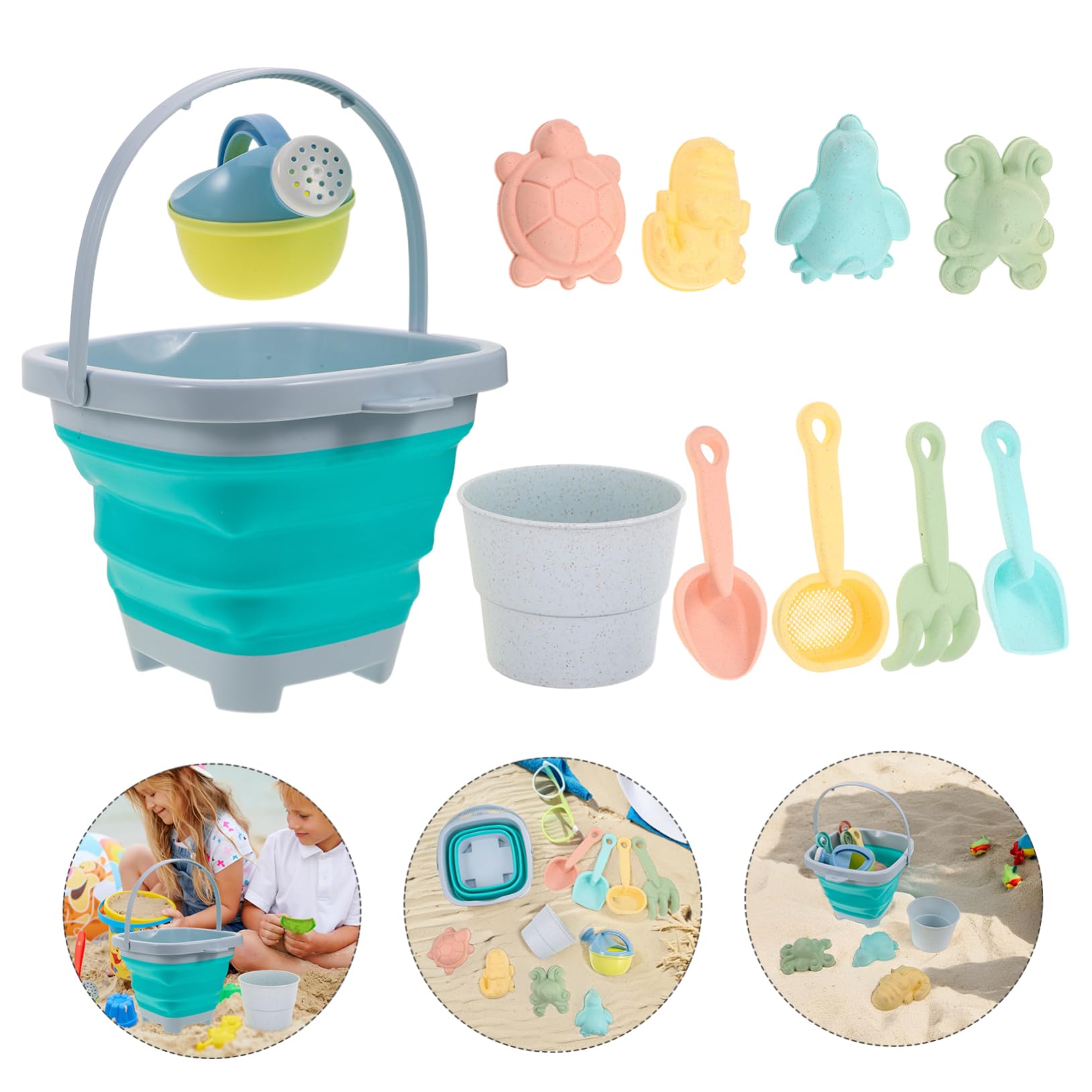 Yardwe Juguetes de Playa Plegables para Herramientas de Cubo Plegable y Pala de Juguete para Vacaciones de Verano Fiestas la Playa y Aventuras al Aire
