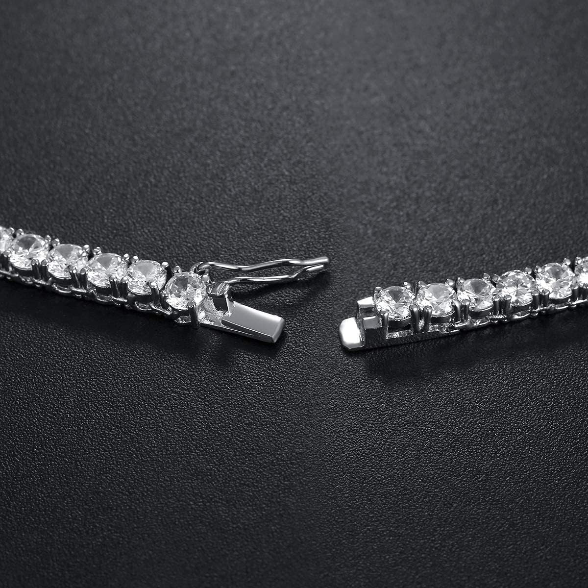 MDFUN Tennis Necklace 18K White Gold Plated | 5.0-6.0mm Round Cubic Zirconia Cut Faux Diamond Tennis Chain for Women and Men 14-24 inches - Image 7