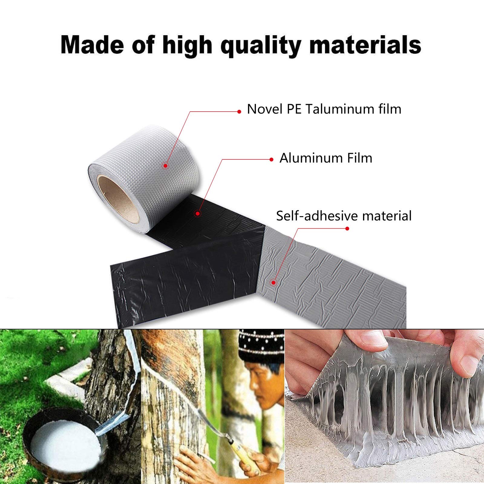 nastro butilico, nastro per tetti, Nastro sigillante potente, nastro impermeabile, nastro butilico anti-perdite, 1 rotolo, nastro di riparazione multiuso for perdite di tetti e tubi, tenda da sole, na