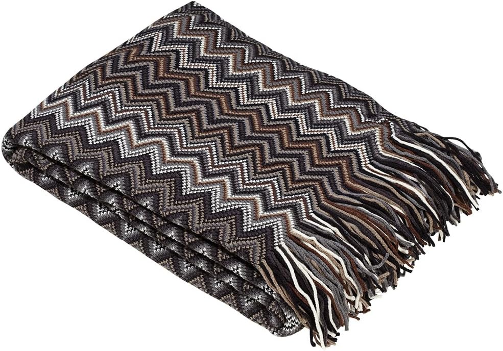 Bedford Cottage Marrakesh Sweater Knit Chevron Throw, 50 by 80-Inch, Cobblestone