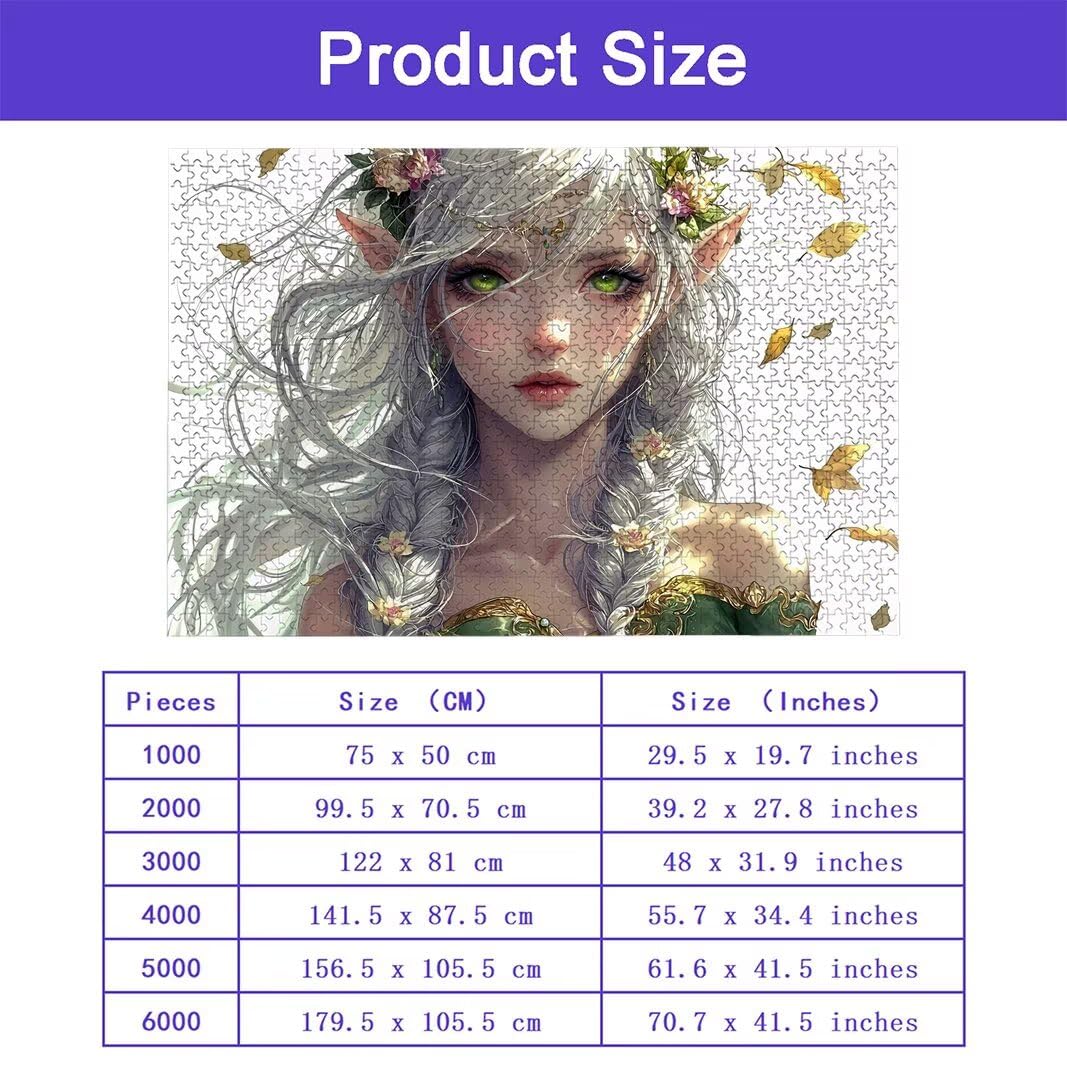 Elfy puzzle dla dorosłych 5000, 5000 puzzli dla dorosłych, 156,5 x 105,5 cm twarde niemożliwe drewniane puzzle, wymagająca gra dla całości, prezenty dla mężczyzn, motyw: (piękno), -8021