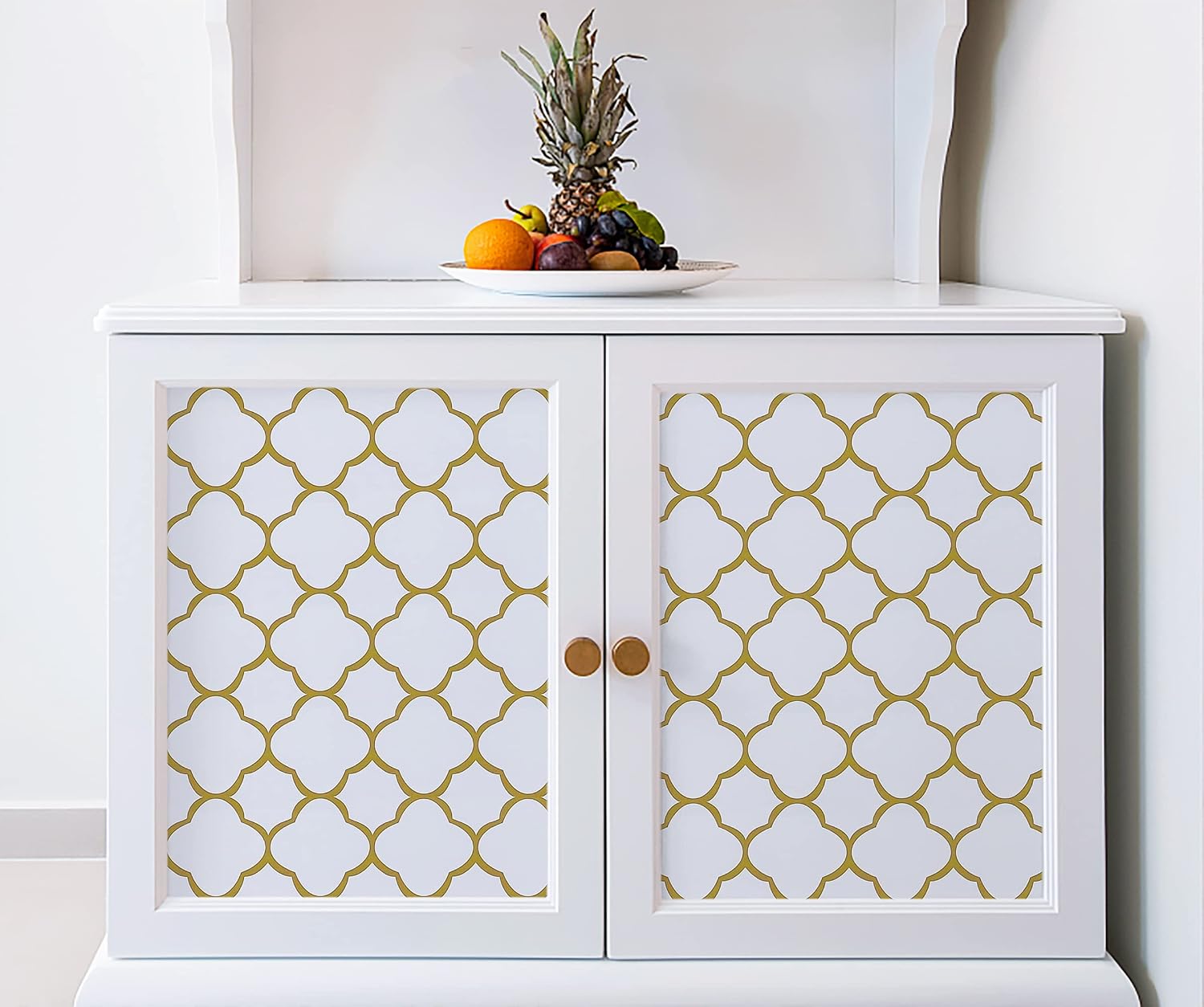 Feisoon 17.7" ｘ118 White and Gold Trellis Wallpaper Peel and Stick Trellis Contact Paper Removable Wallpaper Self Adhesive Wallpaper Modern Trellis Wallpaper for Wall Furniture Decor Vinyl Roll